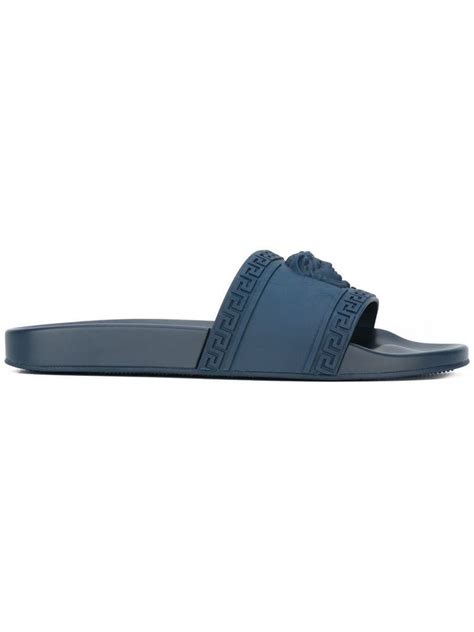 blue versace slides|farfetch Versace flip flops.